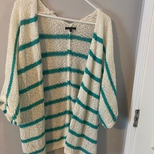 Striped Cream and teal Women's Sweater